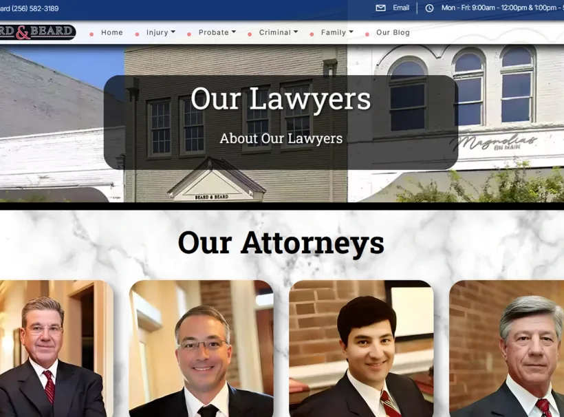 Beard and Beard Award Winning Law Firm North Alabama custom website
