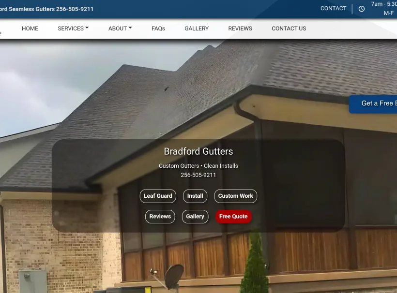 Bradford Seamless Gutters website