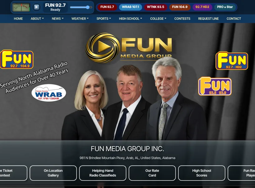Fun Media Group 6 Radio Stations custom website
