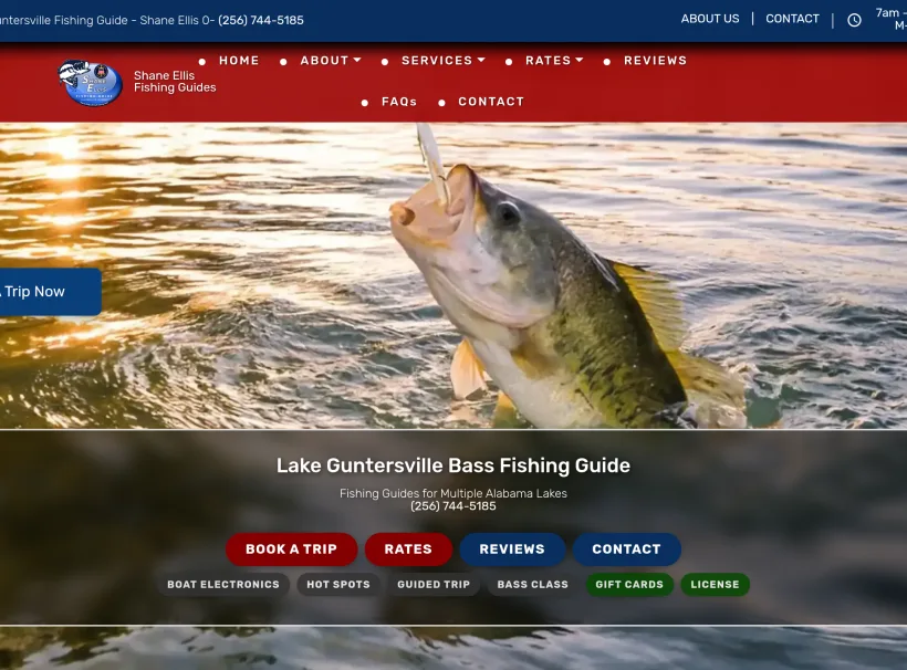 Lake Guntersville Bass Fishing Guide | Captain Shane Ellis custom website