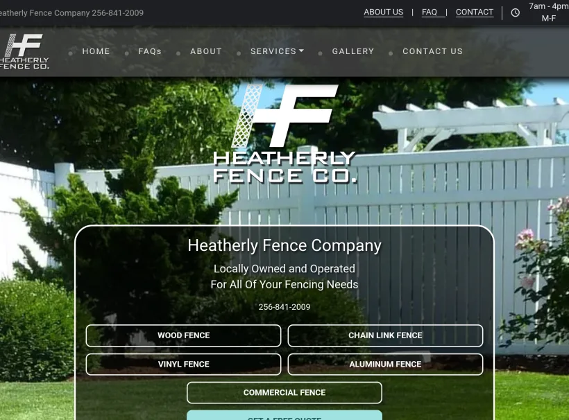 Heatherly Fence Company of Cullman, Boaz, Arab, Huntsville website
