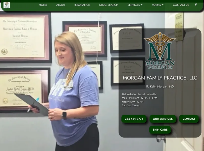 Morgan Family Practice Doctor in Arab Alabama custom website