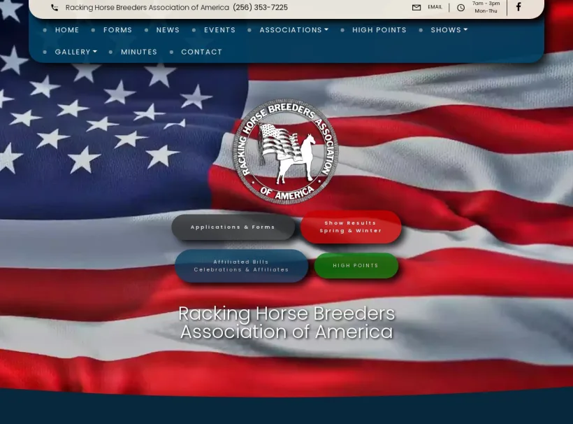 Racking Horse Breeders Association of America custom website