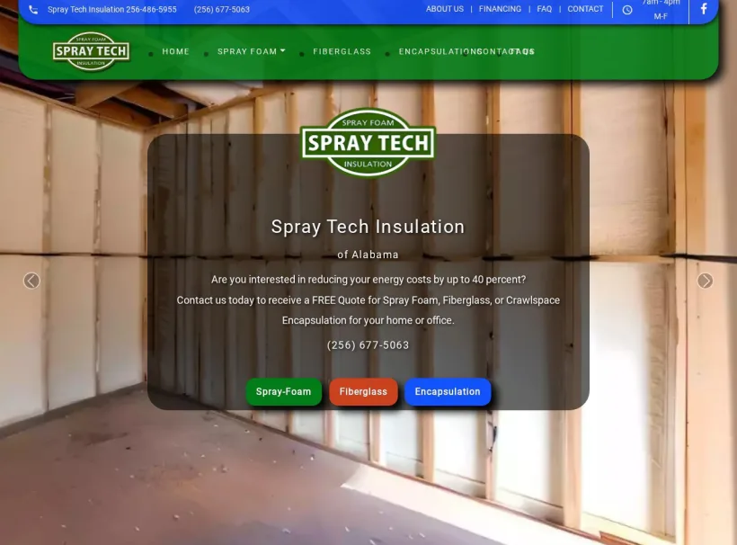Spray Foam Insulation and Encapsulation North Alabama website