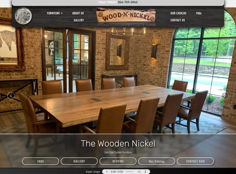 The Wooden Nickel - Custom Live Edge Furniture website