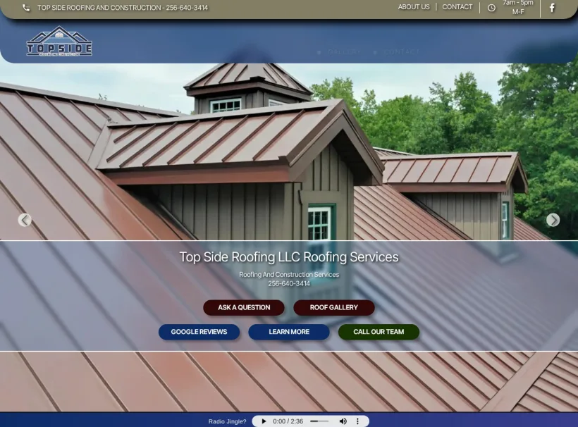 Top Side Roofing & Construction LLC Arab Alabama custom website